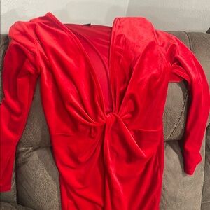 Red Velvet Long Sleeve Dress